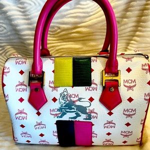 🌸AUTHENTIC MCM Multi colour Spring large Boston bag 🌺 Gorgeous 👛